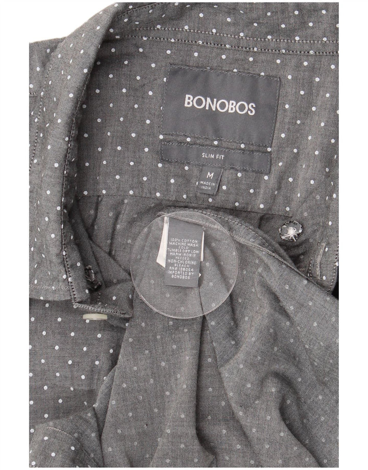 BONOBOS Cămașă Slim Fit pentru bărbați, bumbac cu pete, gri mediu