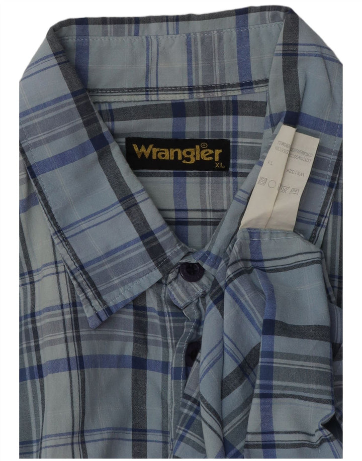Cămașă pentru bărbați WRANGLER XL, bumbac cu carouri albastre
