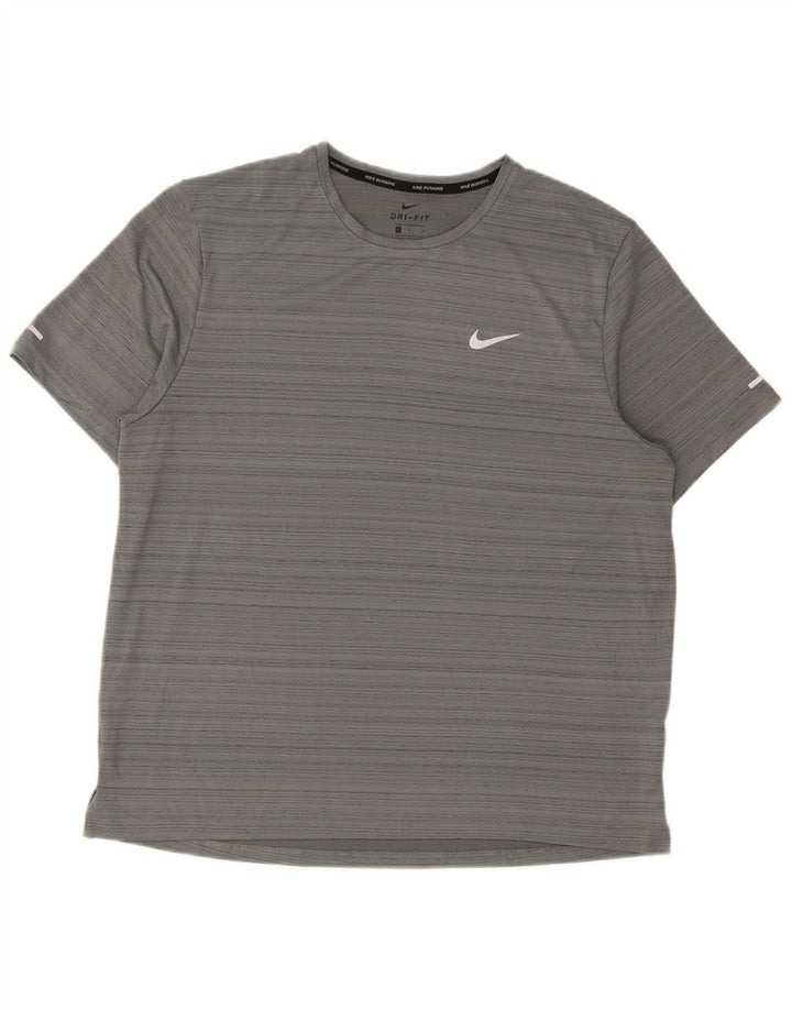 Tricou Nike Dri Fit pentru bărbați Top mare, gri, poliester cu dungi