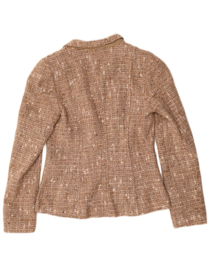 Jachetă Benetton pentru femei, cu 3 nasturi, IT 42, maro mediu, pete acrilic