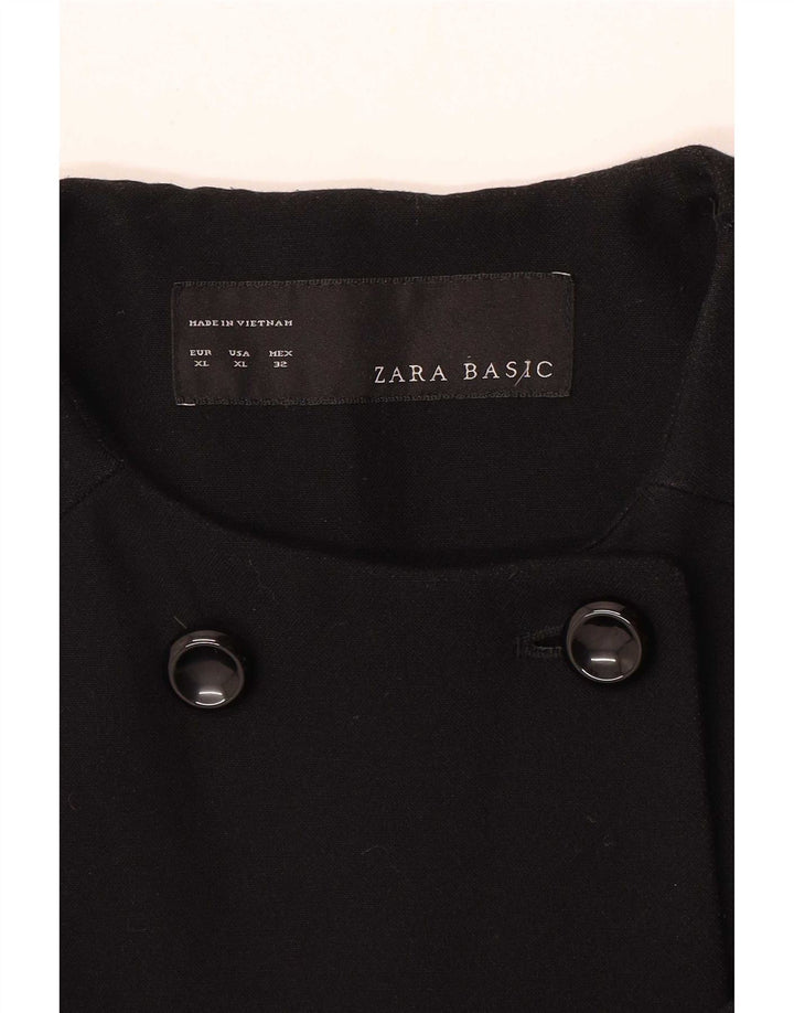 Palton dublu pentru femei Zara UK 18 XL Negru