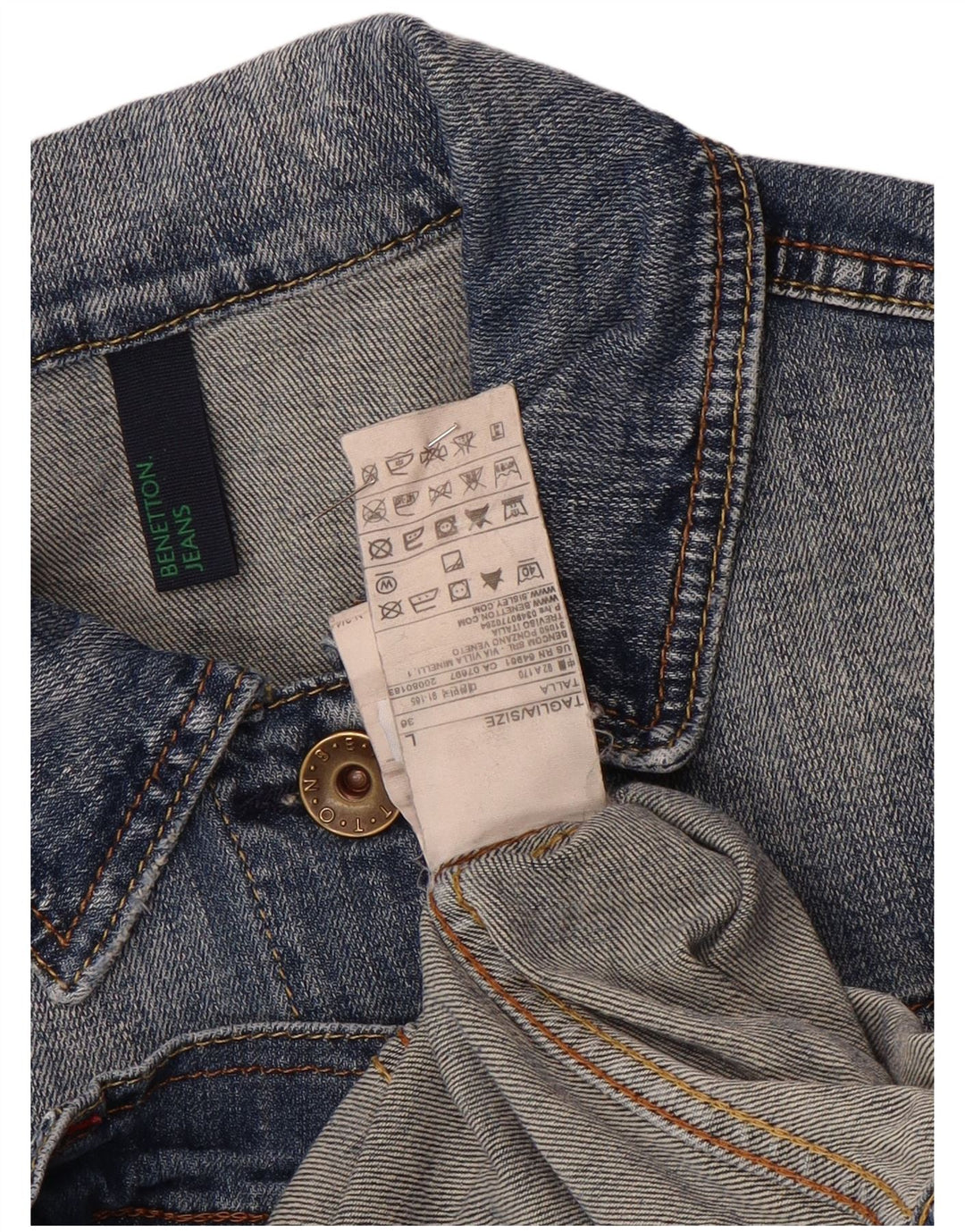 Jachetă de blugi pentru femei Benetton UK 14, mare, albastru, bumbac