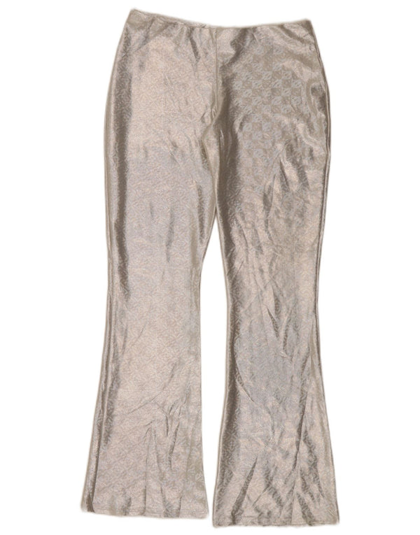 Topshop Pantaloni casual Flare pentru femei UK 10 Small W30 L30 Silver Geometric