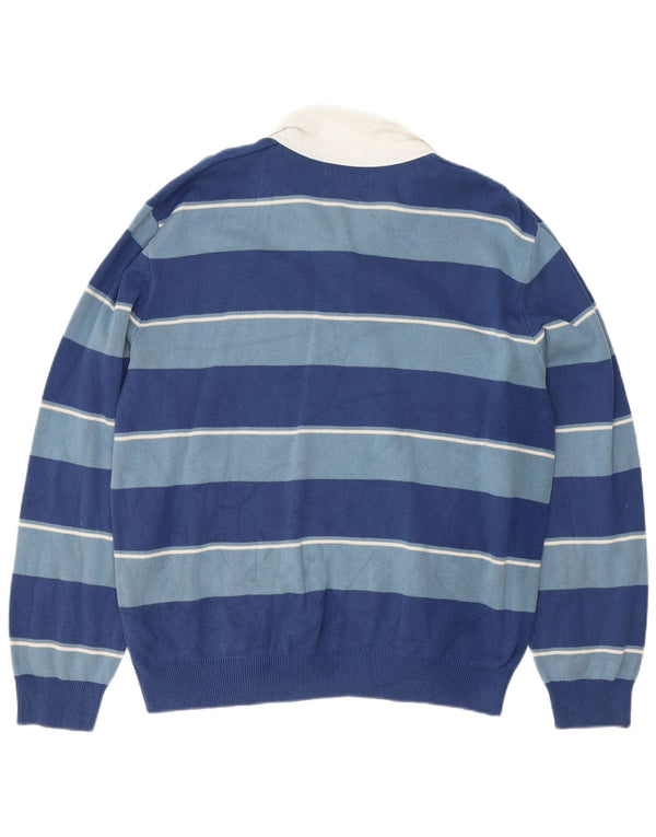 Pulover pentru bărbați Marks & Spencer, cu gât polo, XL, bumbac cu dungi albastre