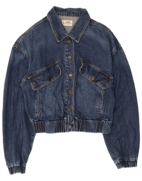 Tally Weijl Jachetă Crop Denim pentru femei UK 10 Small Blue Bumbac