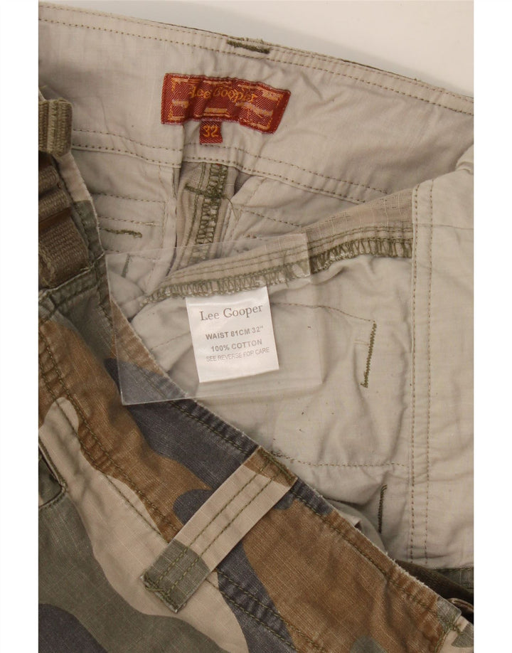 Pantaloni scurți cargo pentru bărbați LEE W32 bumbac camuflaj kaki mediu