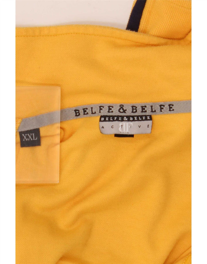 Belfe & Mens Zip Deck Pullover Trening Top 2XL Yellow Colorblock
