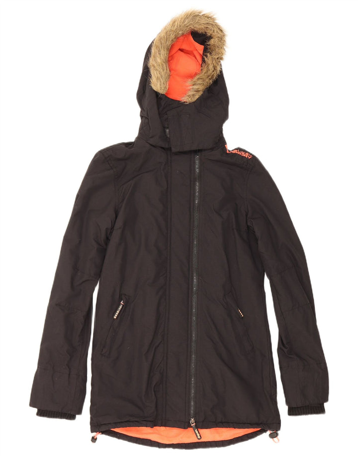 Jachetă parka cu glugă Superdry pentru femei UK 6 XS poliester negru