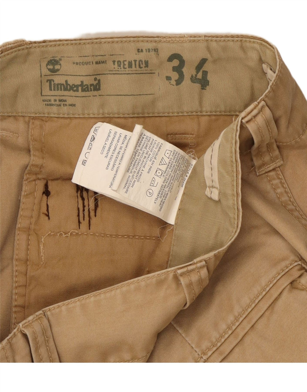 Pantaloni TIMBERLAND Trenton Straight Cargo pentru bărbați W34 L31, bumbac bej