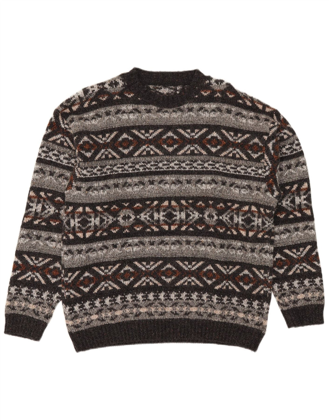Pulover Vintage pentru bărbați cu gât roșu, mijlociu, multicolor, Fair Isle
