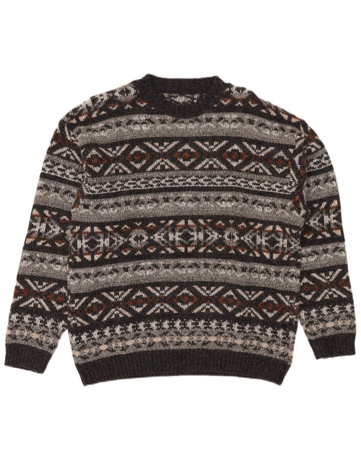Pulover Vintage pentru bărbați cu gât roșu, mijlociu, multicolor, Fair Isle