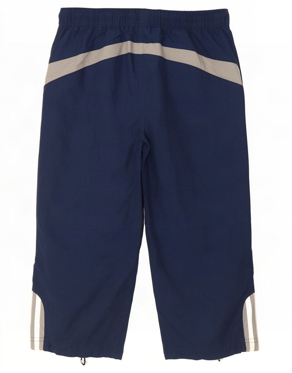 Pantaloni de trening cu grafic pentru fete Adidas 11-12 ani, albastru bleumarin, color block