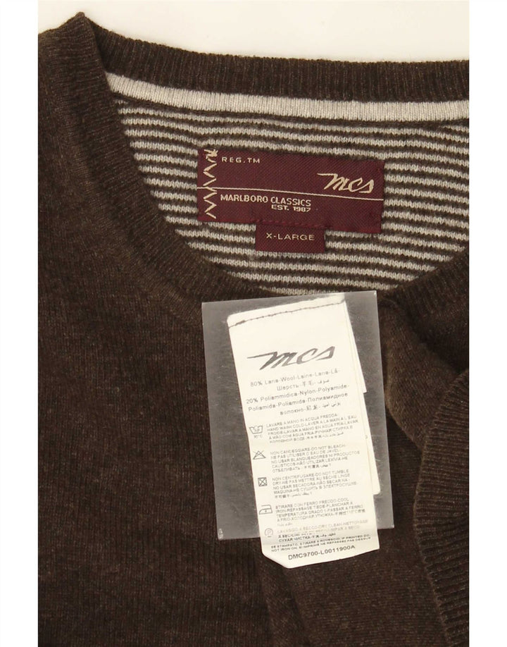 Pulover Marlboro Classics pentru bărbați, cu gât crew, XL, lână maro