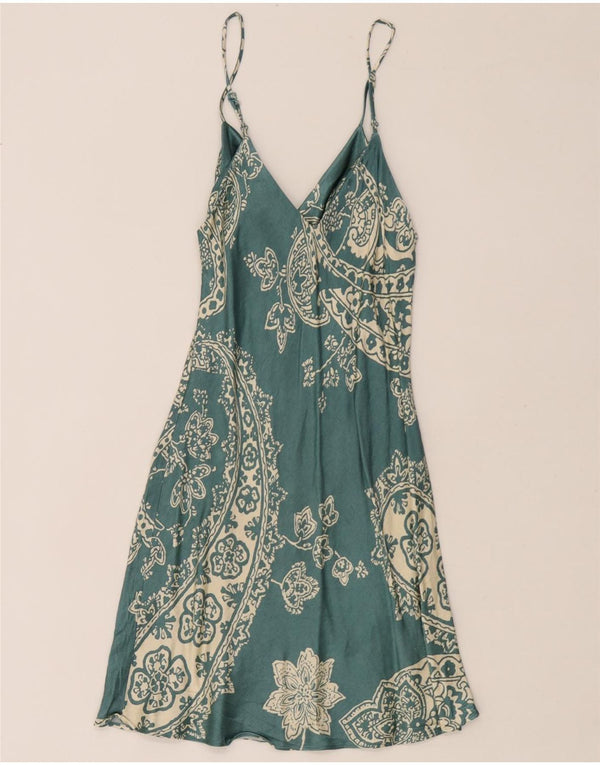 Rochie slip pentru femei Zara UK 6 XS Verde Paisley Viscose