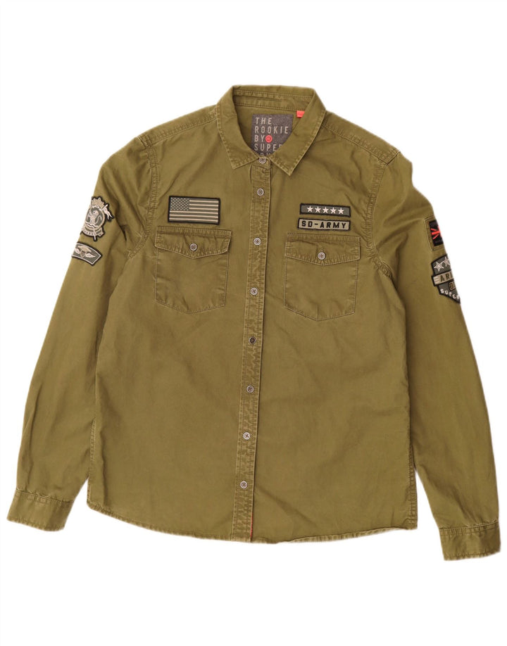 Cămașă grafică Superdry pentru femei UK 14 Medium Khaki Bumbac