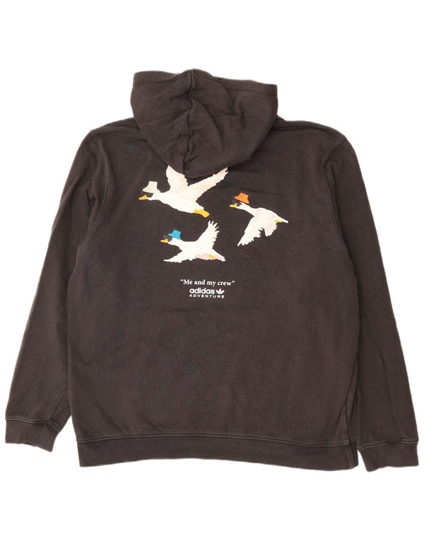 ADIDAS Adventure Graphic Hoodie Jumper XL bumbac negru