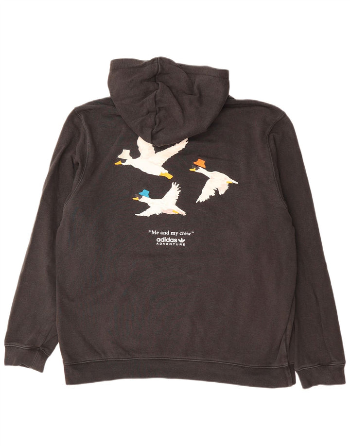 ADIDAS Adventure Graphic Hoodie Jumper XL bumbac negru