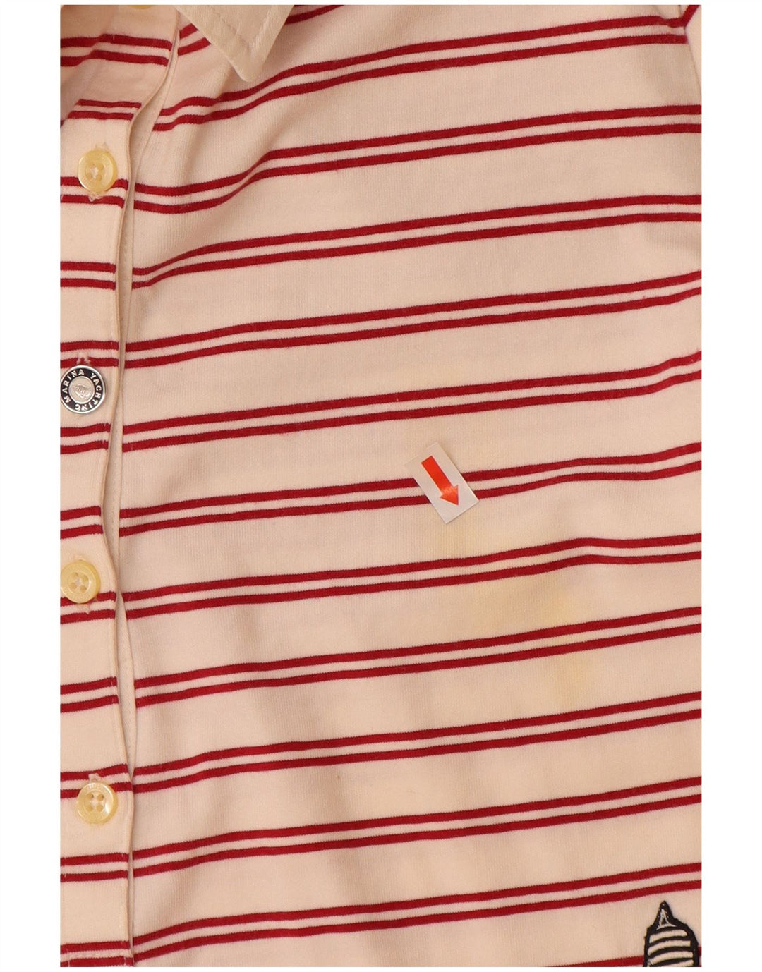 MARINA YACHTING Tricou polo Rugby pentru femei UK 12 Mediu în dungi alb