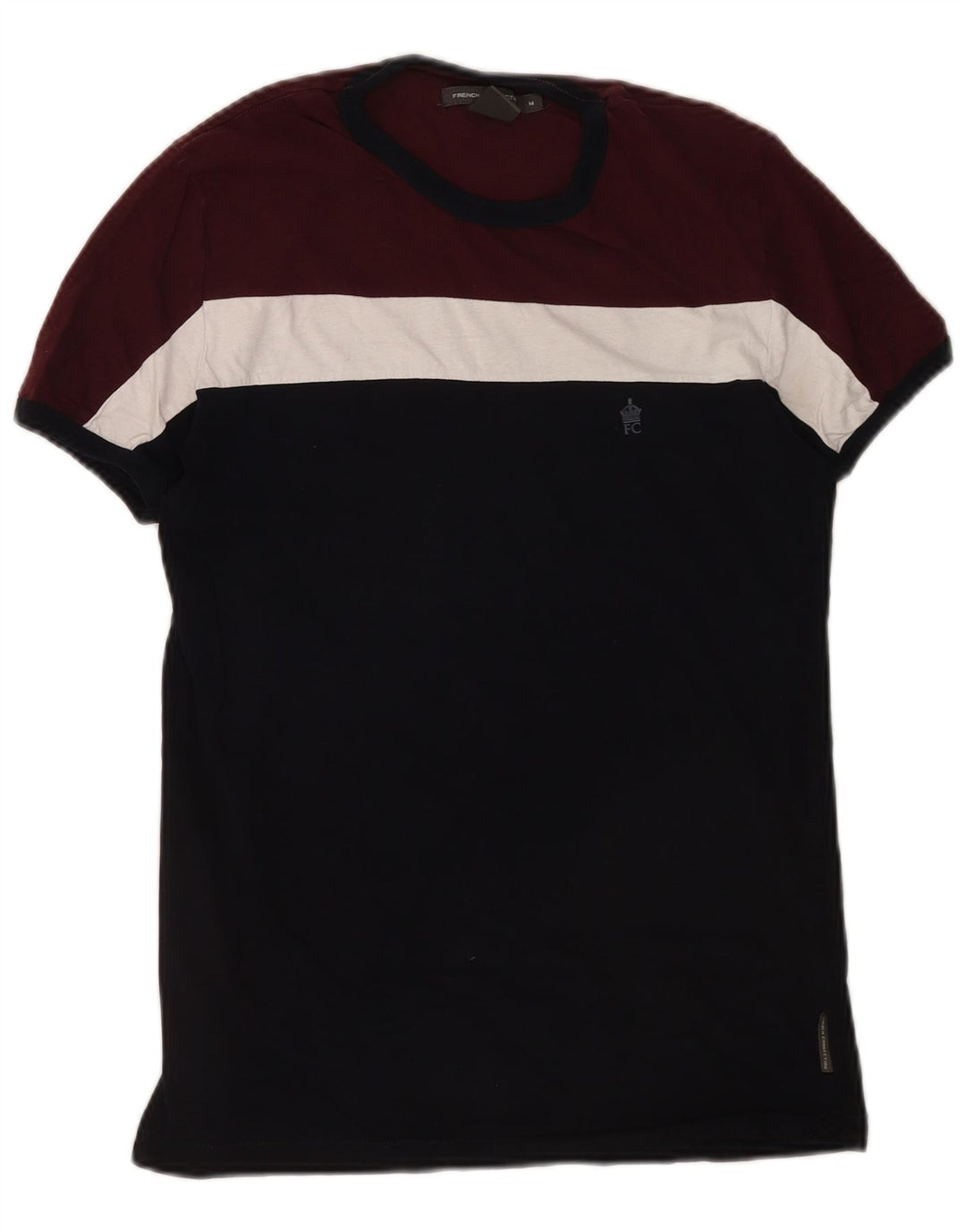 Tricou pentru bărbați French Connection Top Medium Burgundy Colorblock Bumbac