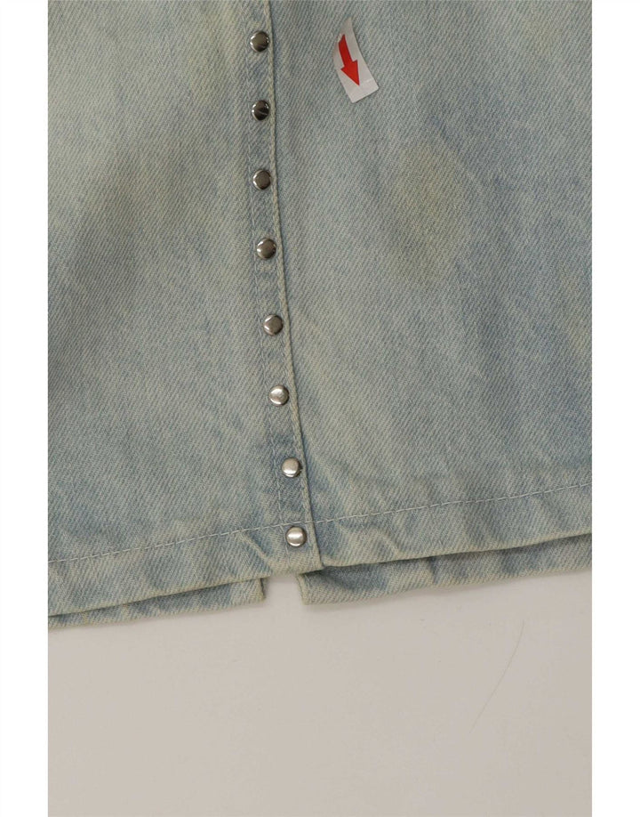 Fusta de blugi vintage pentru femei W28, bumbac albastru