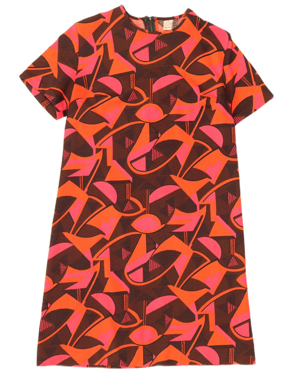 Vintage Womens Shift Dress IT 46 Large Multicoloured Geometric Polyester