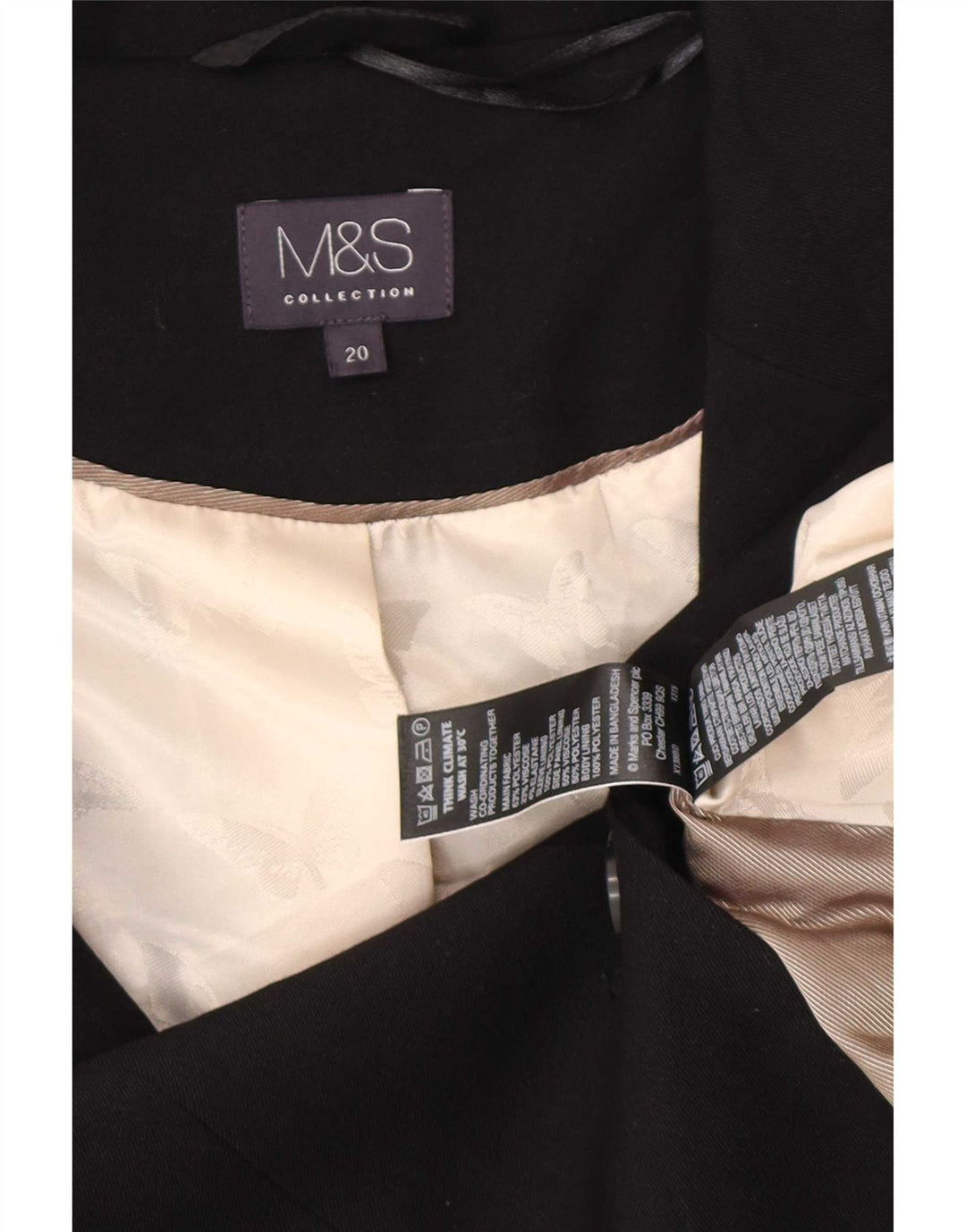 Jachetă pentru femei Marks & Spencer cu 1 nasture, UK 20 2XL, poliester negru