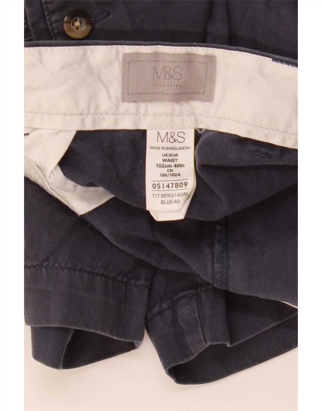 MARKS & SPENCER Pantaloni scurți chino pentru bărbați W40 XL Bumbac albastru
