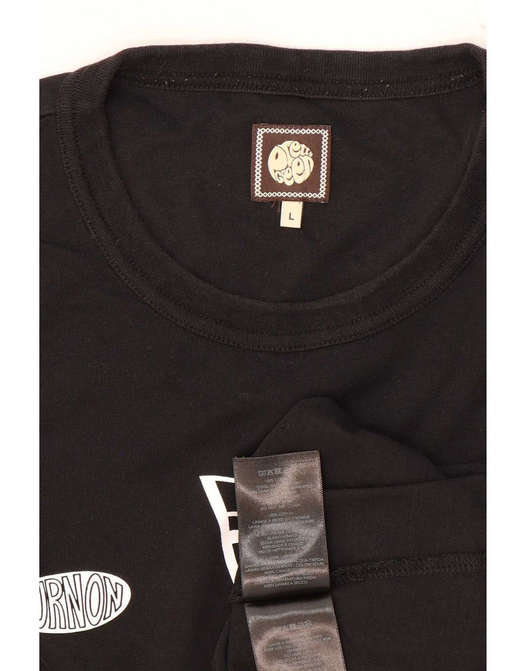 Pretty Green Top grafic pentru bărbați cu mânecă lungă, mare, negru, bumbac