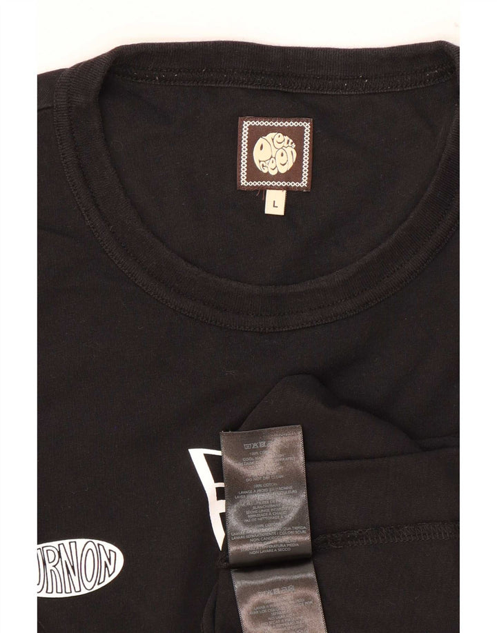 Pretty Green Top grafic pentru bărbați cu mânecă lungă, mare, negru, bumbac