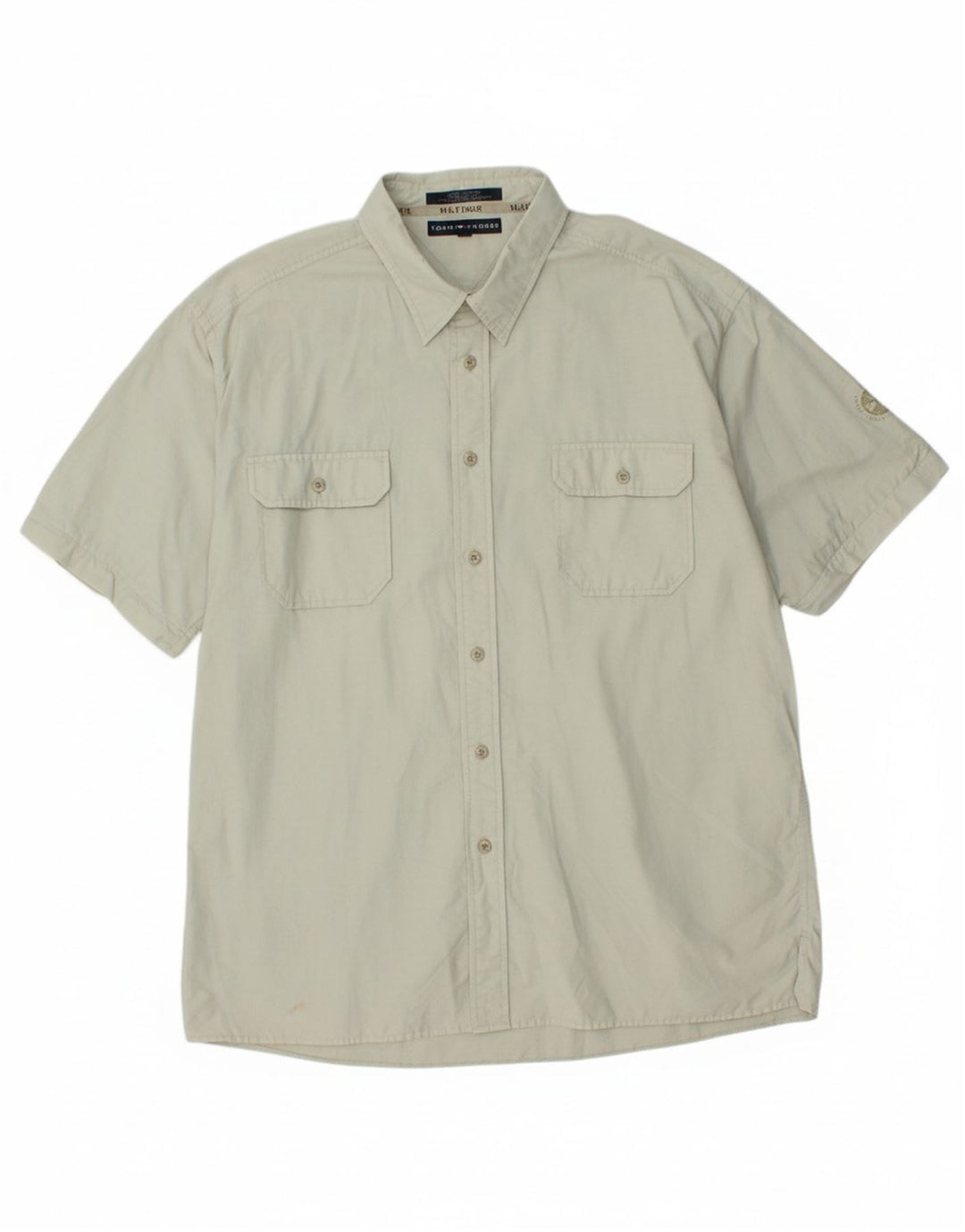 TOMMY HILFIGER Mens Short Sleeve Shirt 2XL Grey Cotton