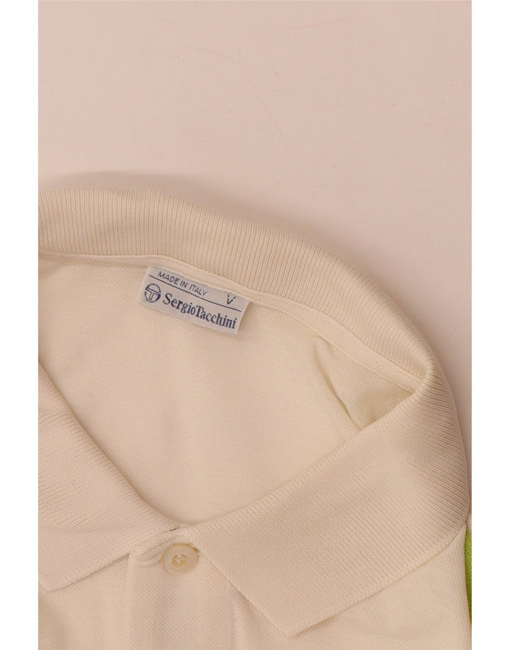 SERGIO TACCHINI Tricou Polo pentru bărbați EU 50 Bumbac geometric alb mediu mediu