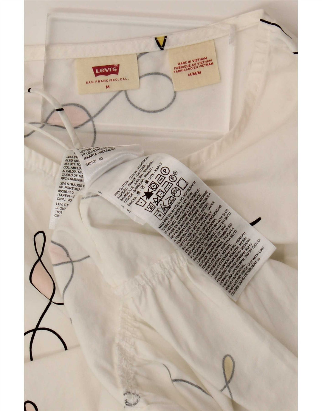 Rochie de cort supradimensionată pentru femei Levi's cu model abstract, UK 14 Medium White