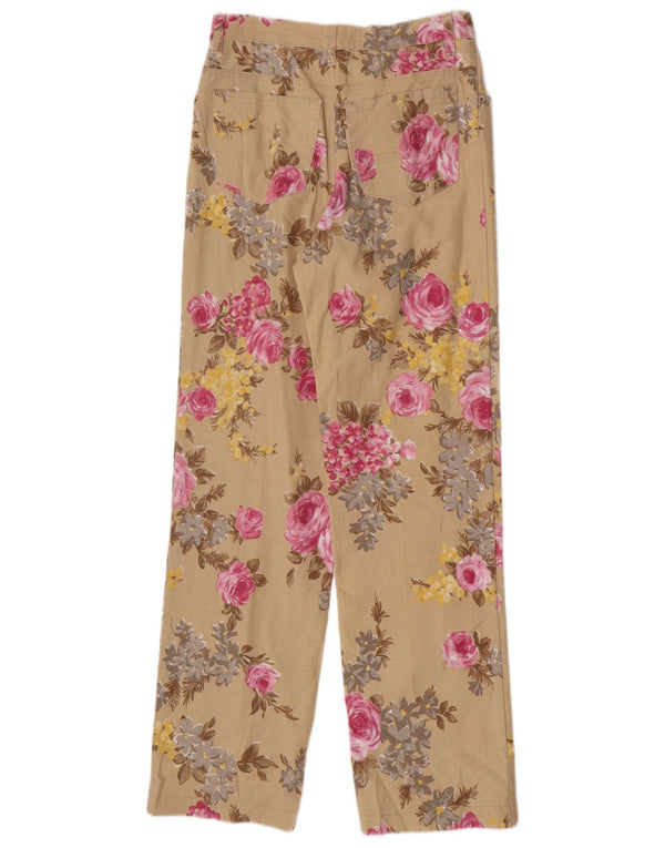 Pantaloni drepți casual dama vintage W28 L31 Bej Floral
