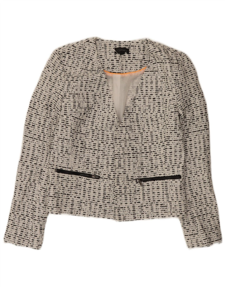 Topshop Jachetă Blazer deschisă pentru femei UK 10 Small White Fecked Viscose