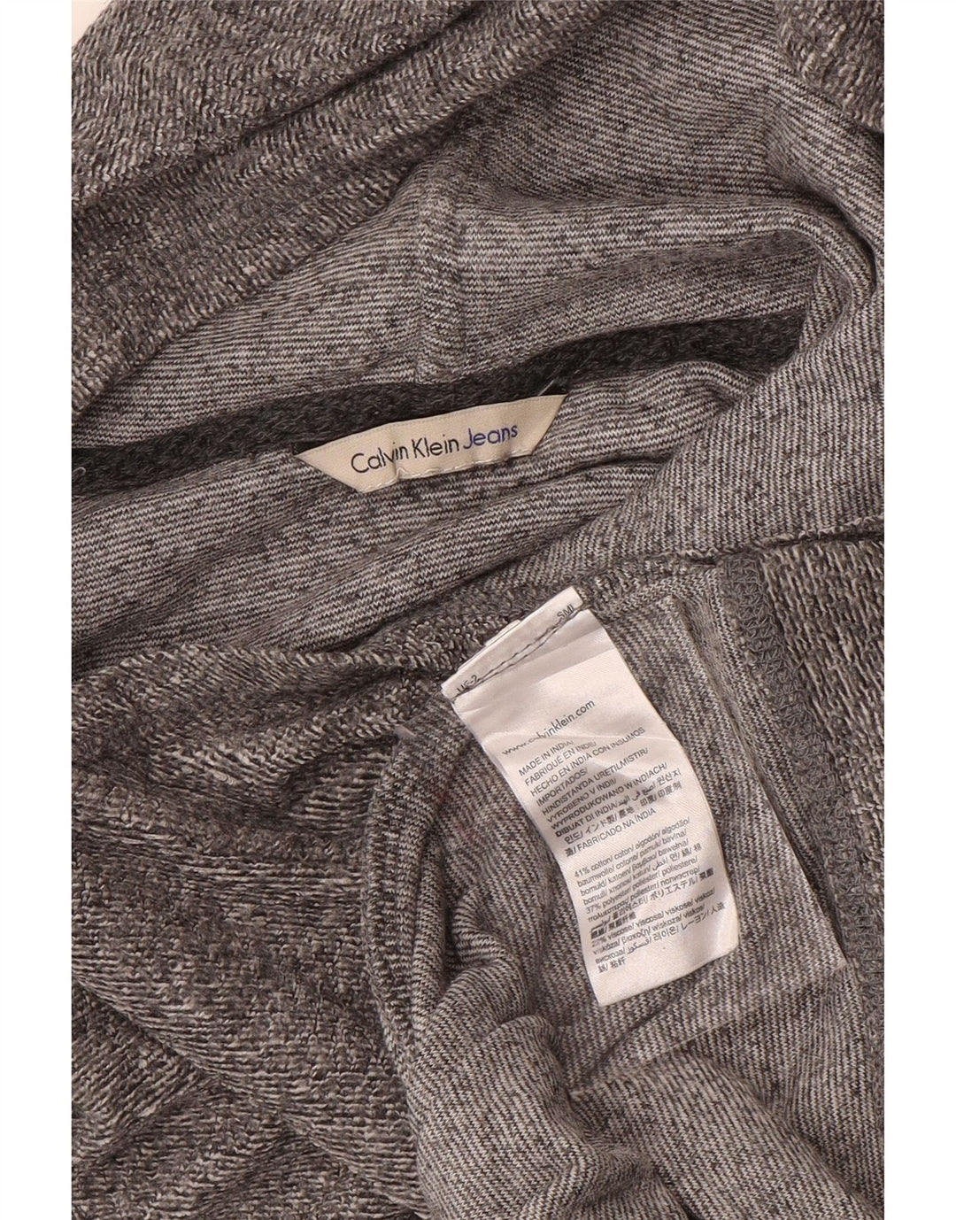 CALVIN KLEIN JEANS Pulover cu glugă pentru femei UK 14, bumbac cu pete gri mediu