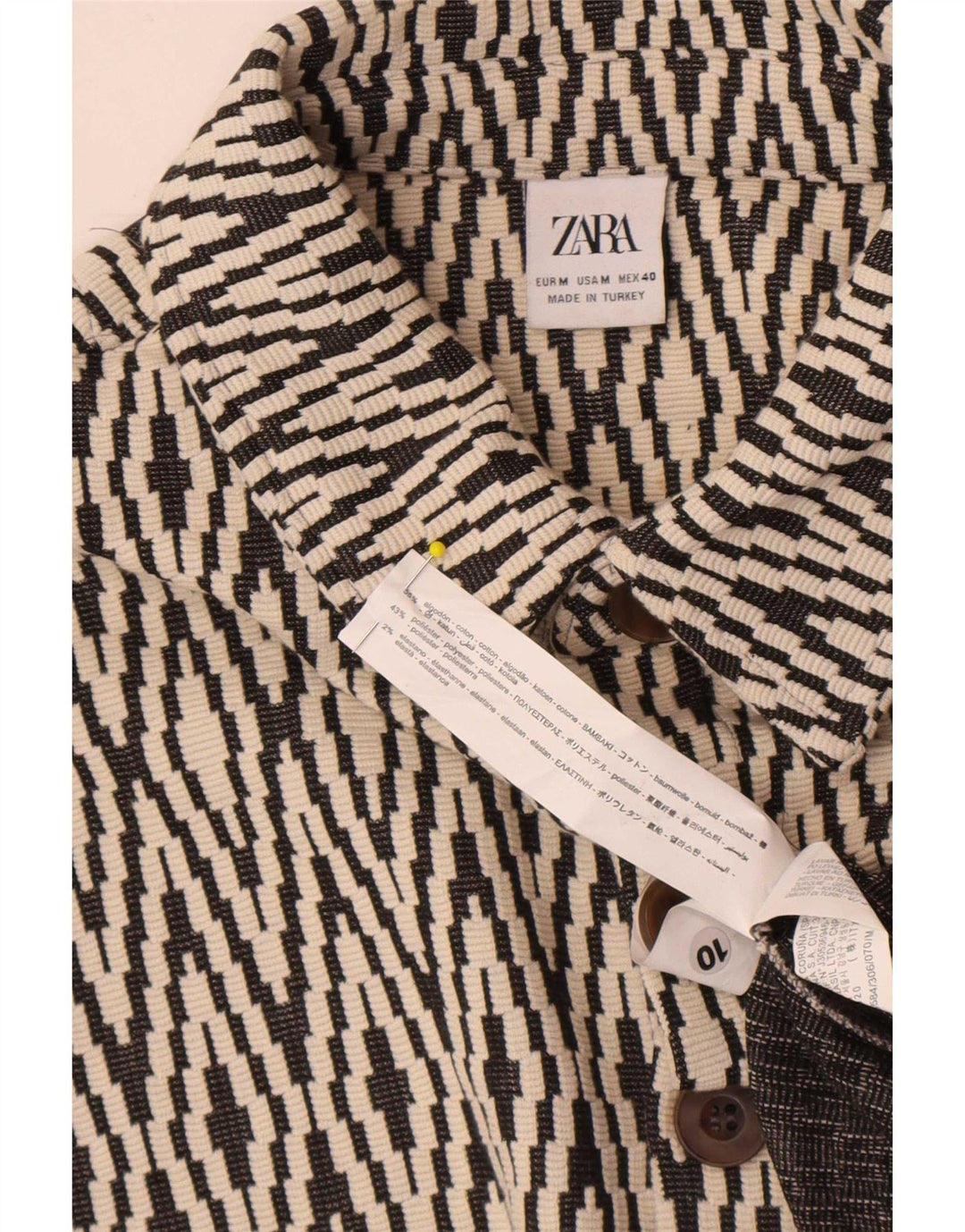 Bomber pentru bărbați Zara UK 38 Medium Negru Geometric Bumbac