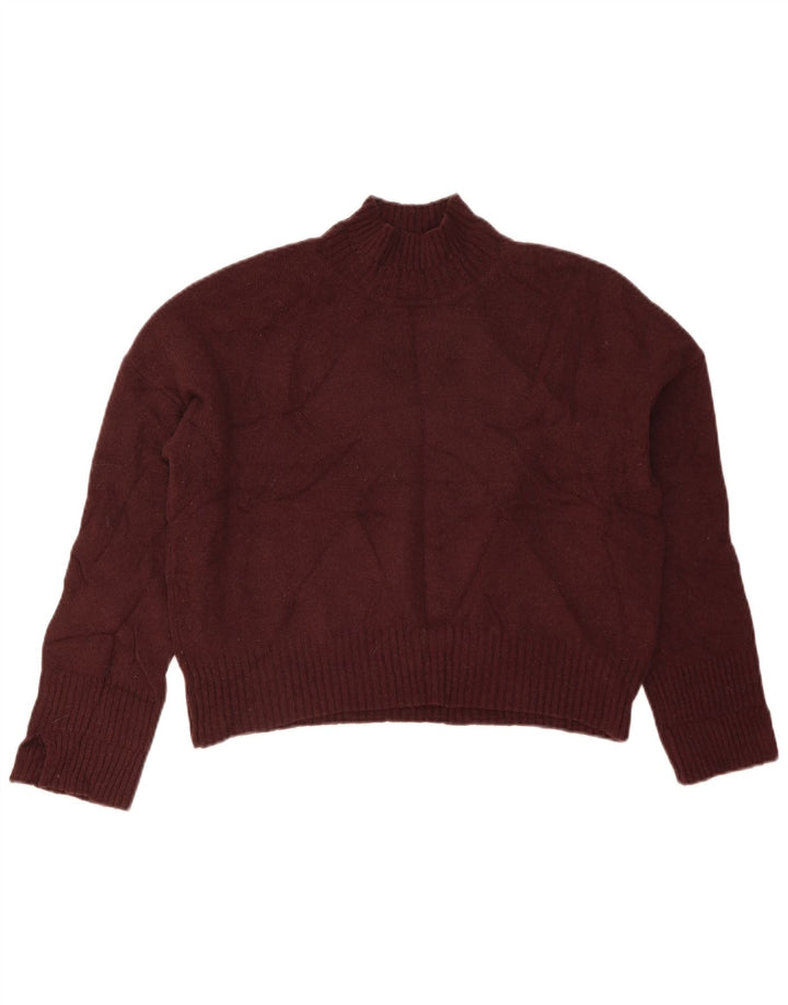 Whistles Pulover crop cu gât țestoasă pentru femei UK 14 Lână maro medie