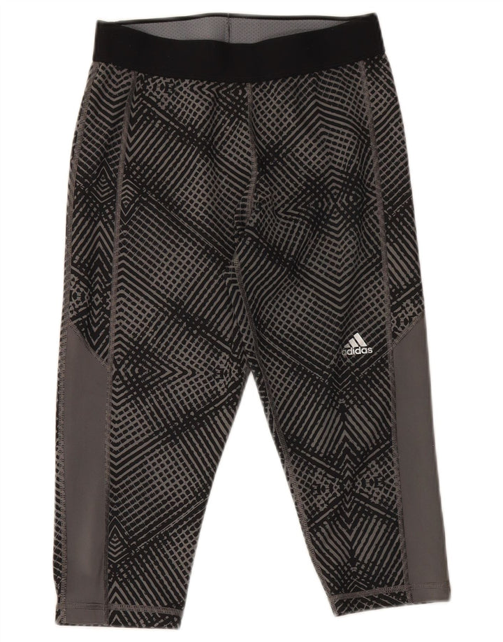 Leggings Capri Adidas pentru femei UK 8 Small Gri Geometric Poliester