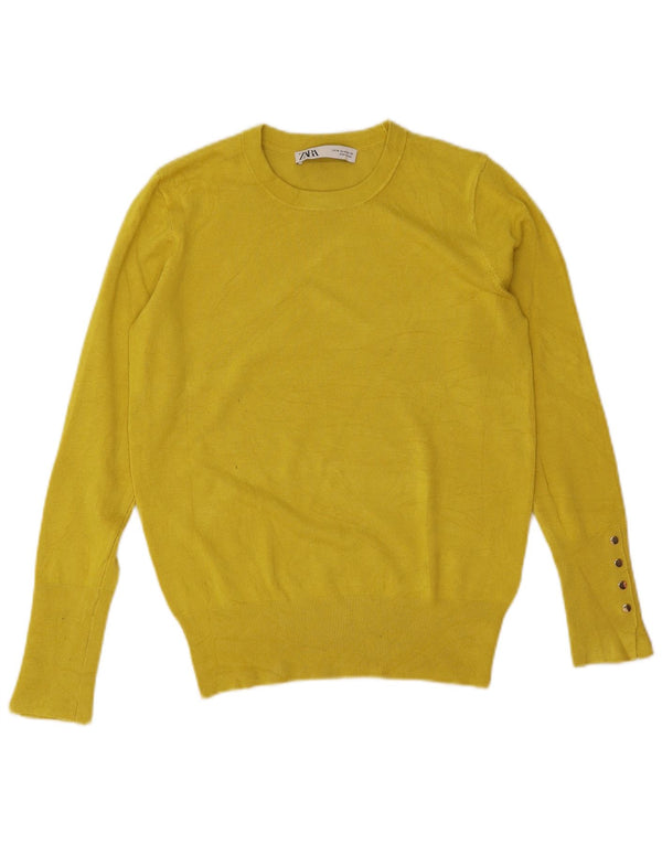 Pulover pentru damă Zara cu gât turnut, UK 14, viscoză galbenă medie