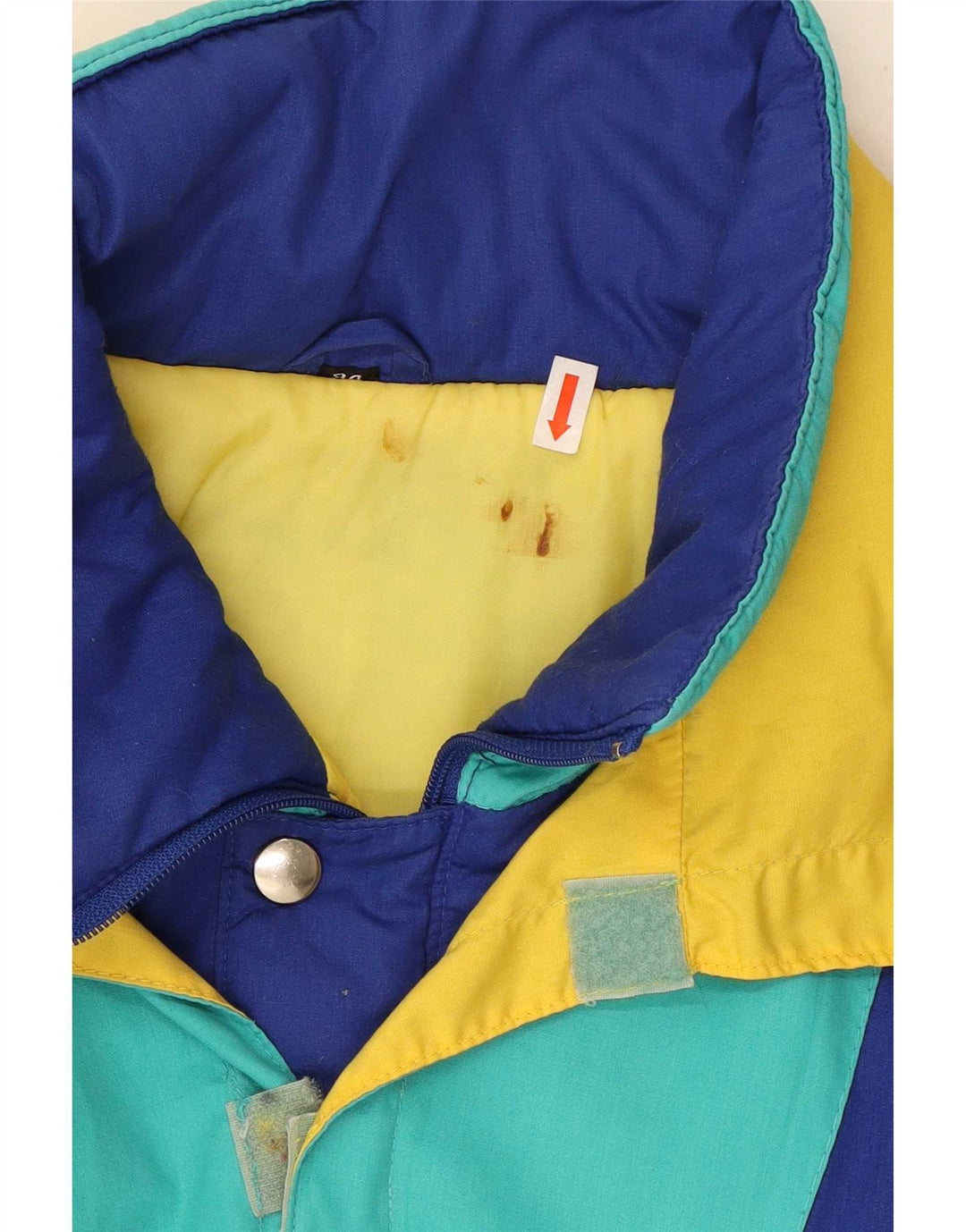 Jachetă de schi cu glugă vintage pentru bărbați UK 38 Medium, multicoloră