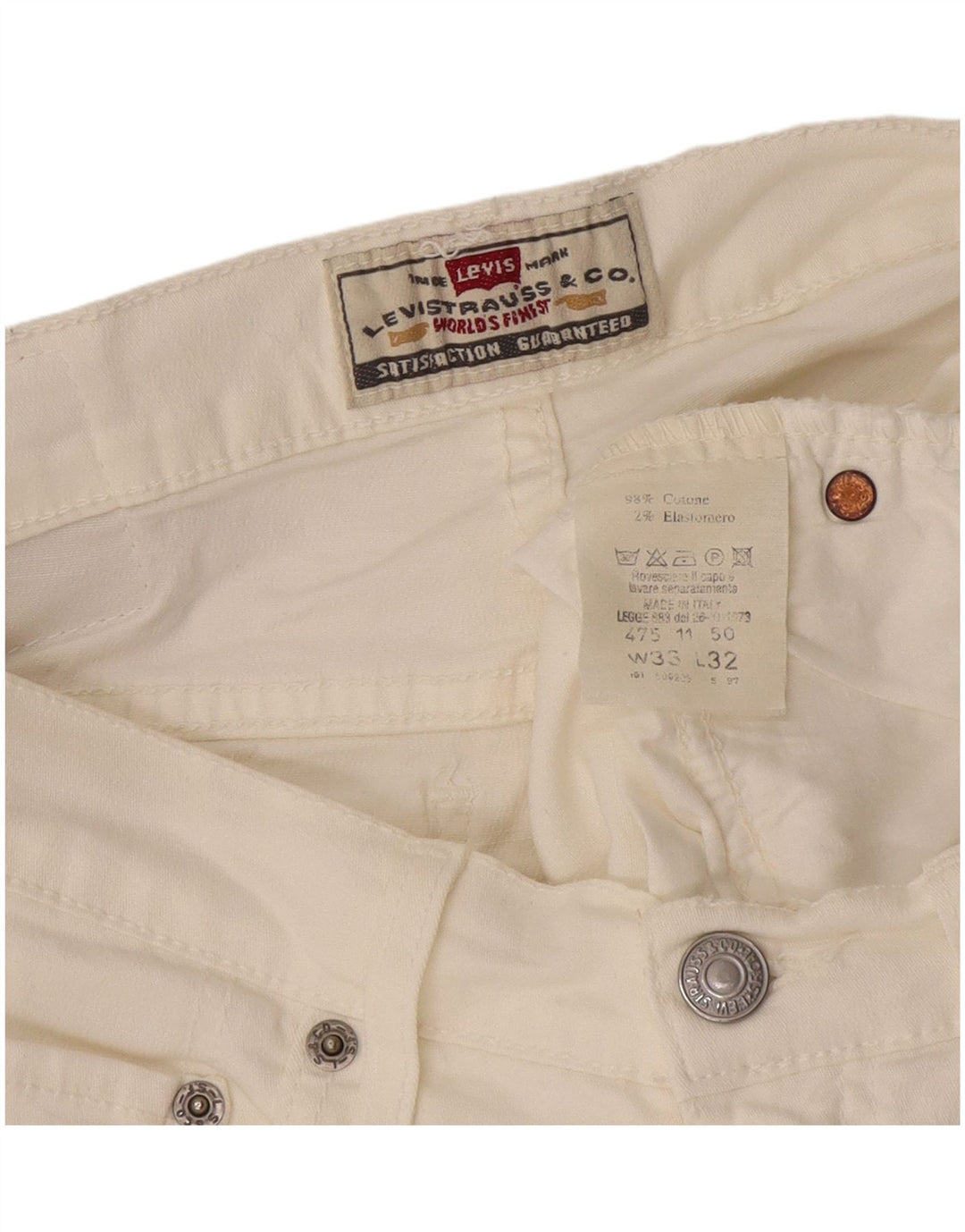 Blugi drepti pentru femei Levi's 475 W33 L32 bumbac alb