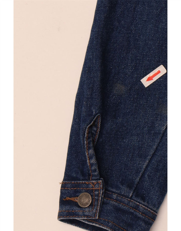 Jachetă de denim crop vintage pentru femei UK 14, bumbac albastru mediu