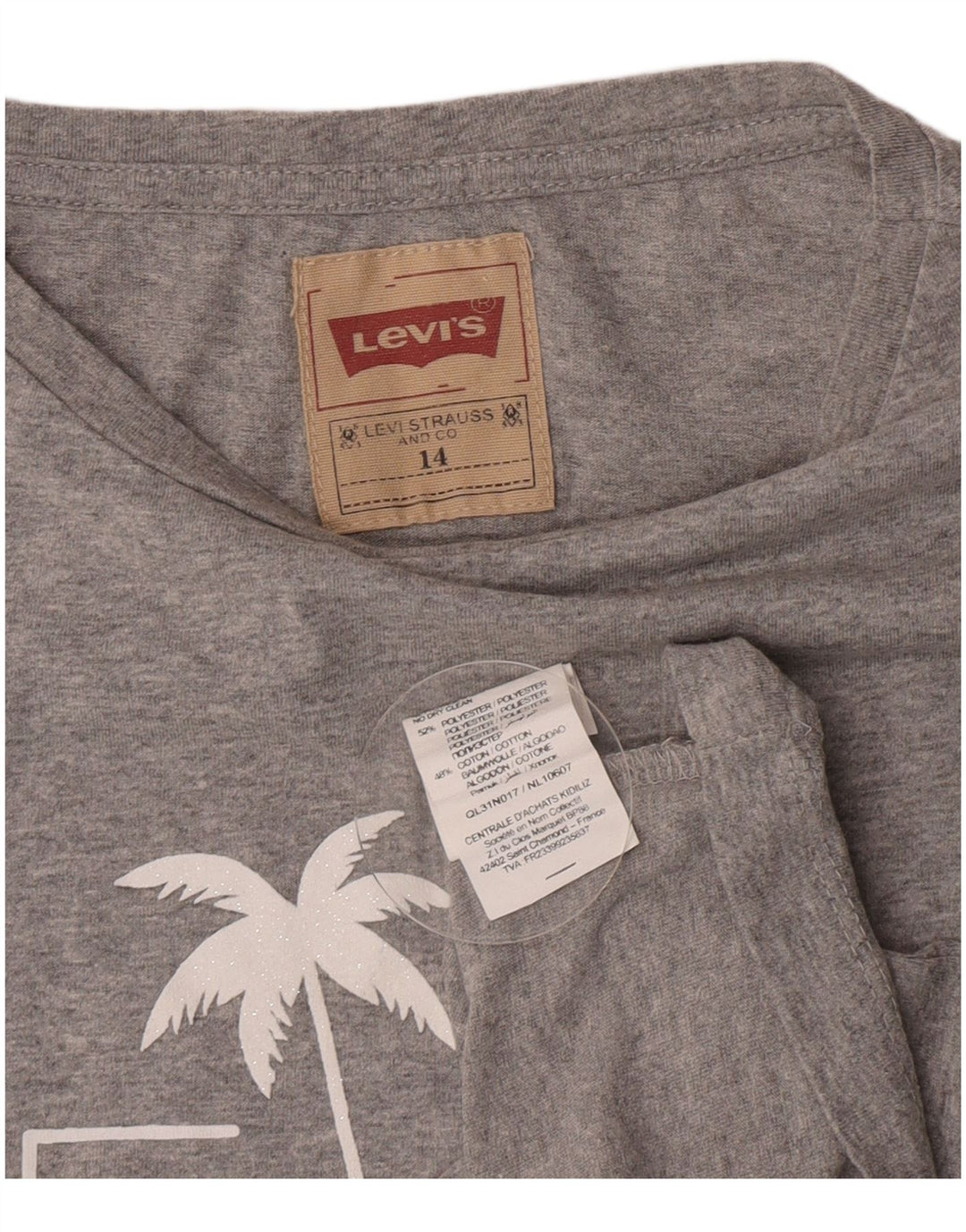 Tricou grafic Levi's pentru fete Top 13-14 ani poliester gri
