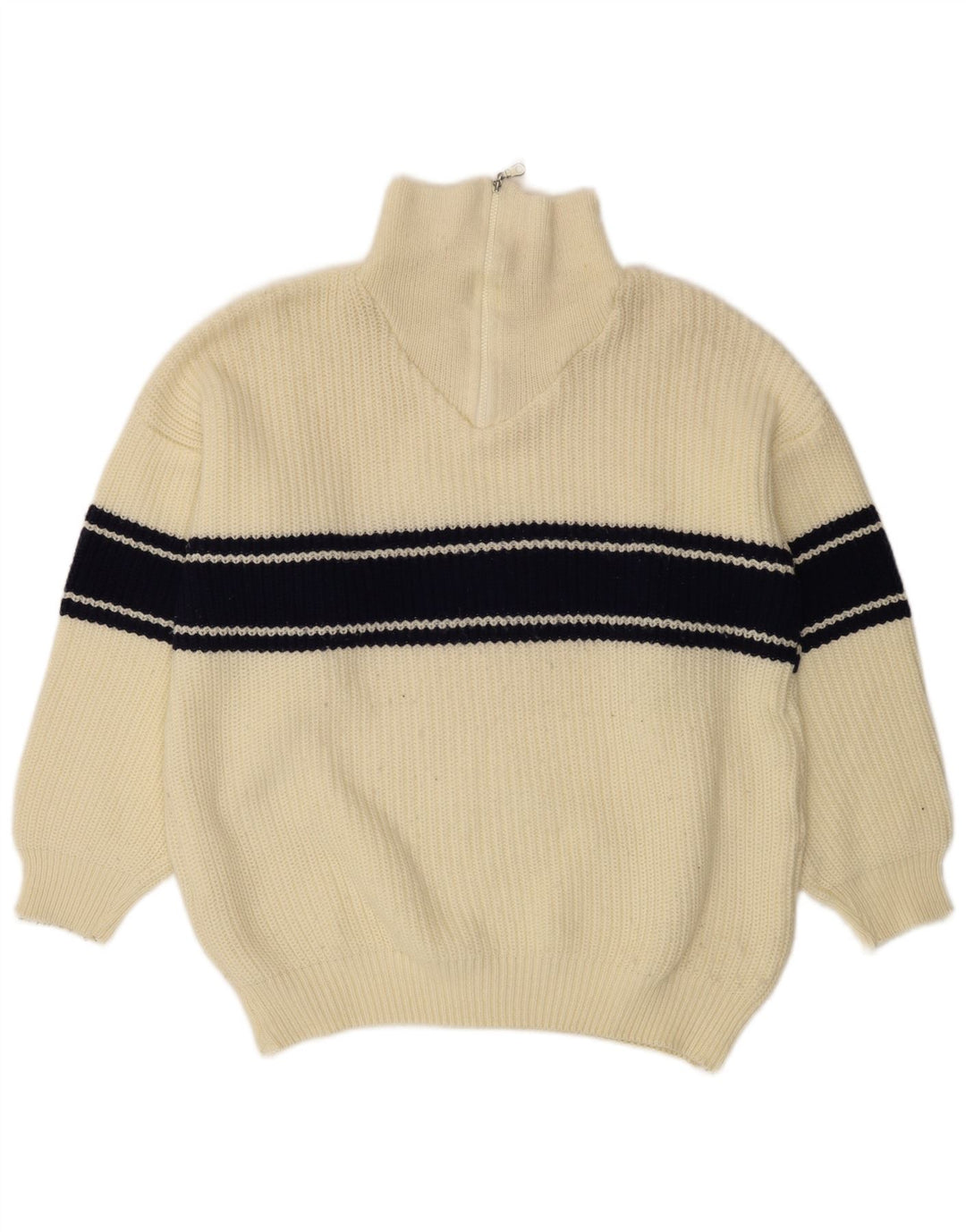 Pulover Ideal pentru bărbați, cu fermoar, cu gât, mare, alb, color block