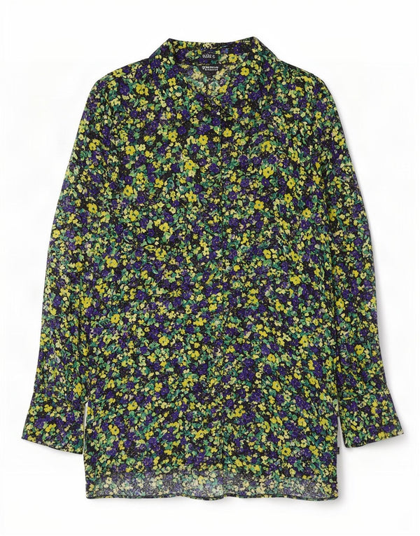 Bluză cămașă pentru femei Zara UK 10 Mic Multicolor Floral Viscose