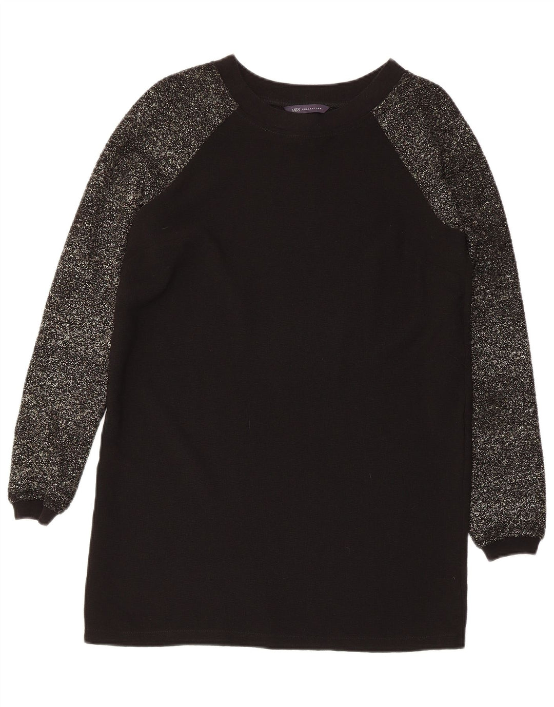 MARKS & SPENCER Womens Boat Neck Jumper Sweater UK 12 Medium Black Flecked