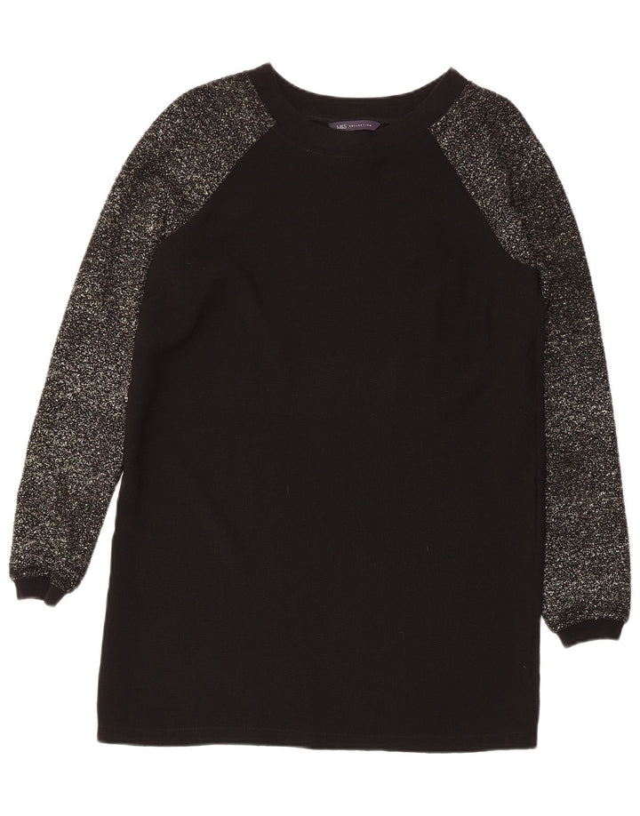 MARKS & SPENCER Womens Boat Neck Jumper Sweater UK 12 Medium Black Flecked