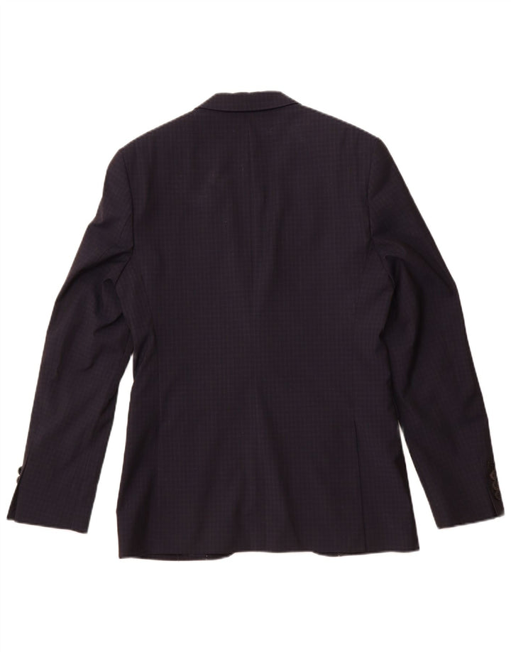 Jachetă JAEGER pentru bărbați cu 2 nasturi, UK 36, lână cu carouri, albastru marin mic