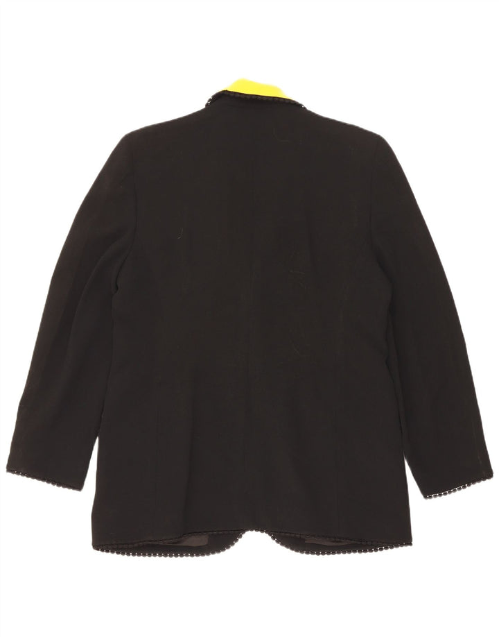 Jachetă vintage pentru femei cu 1 nasture, UK 14, mare, negru, acetat
