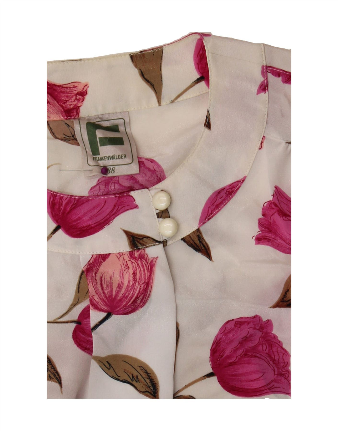 FRANKEN WALDER Womens 3/4 Sleeve Blouse Top EU 38 Medium White Floral Vintage Franken Walder and Second-Hand Franken Walder from Messina Hembry 